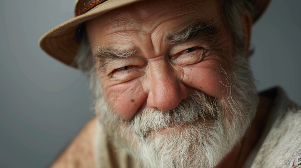 healthy old man winking