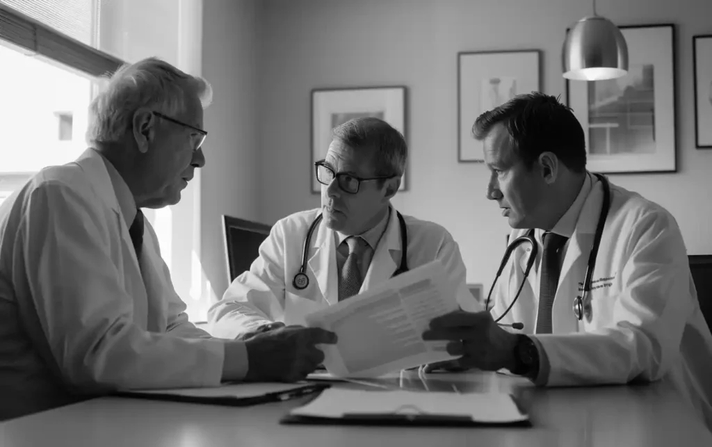 doctors discuss results clinical trial